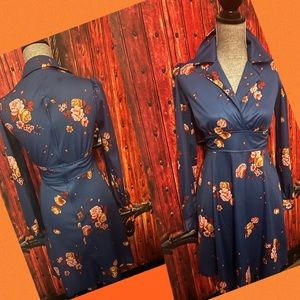 1970s Handmade Rare Vintage Mini Flare Dress